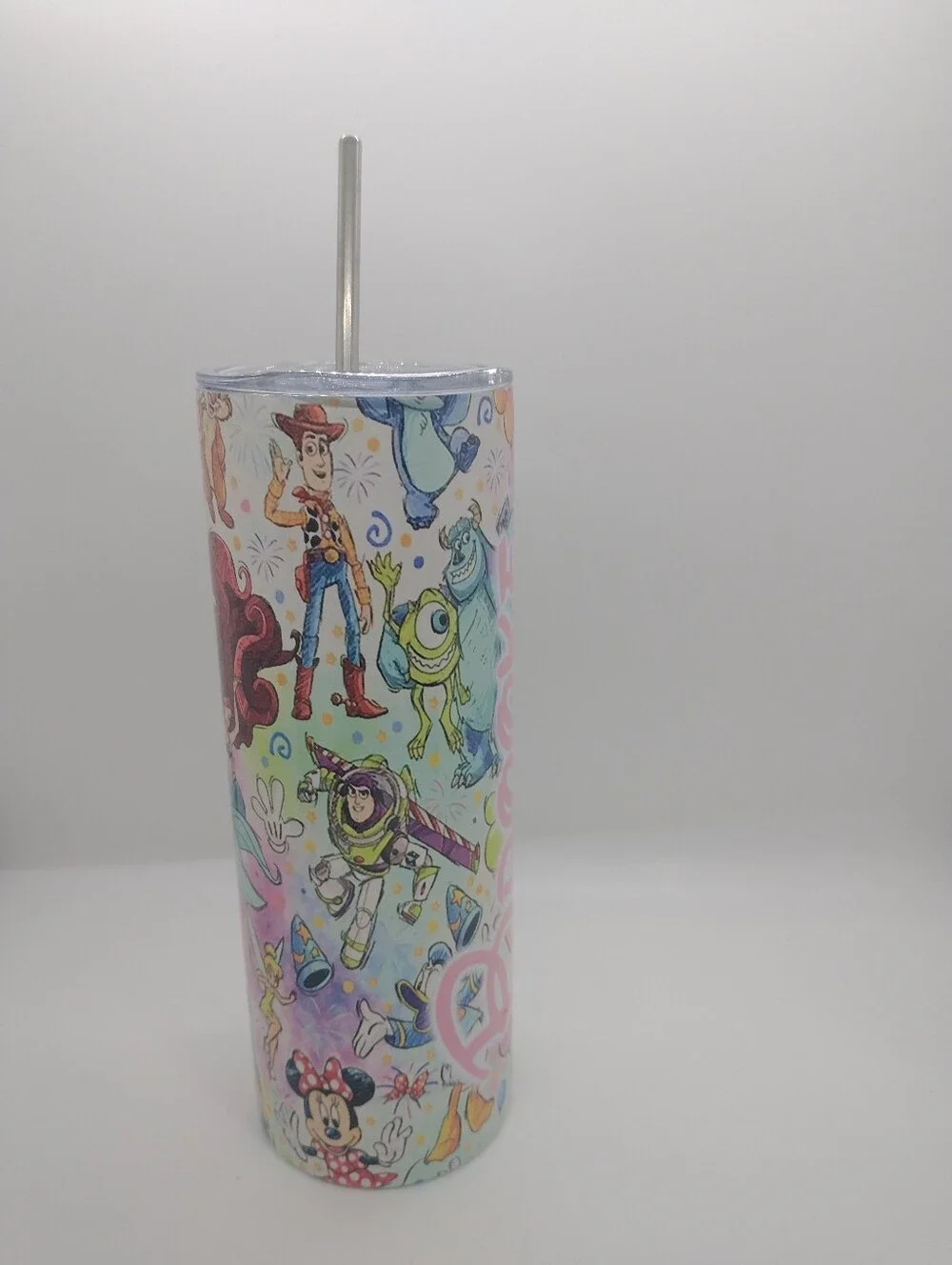 Disney Characters Aplenty Sublimation 20oz Drink Tumbler Customized (Brooke)